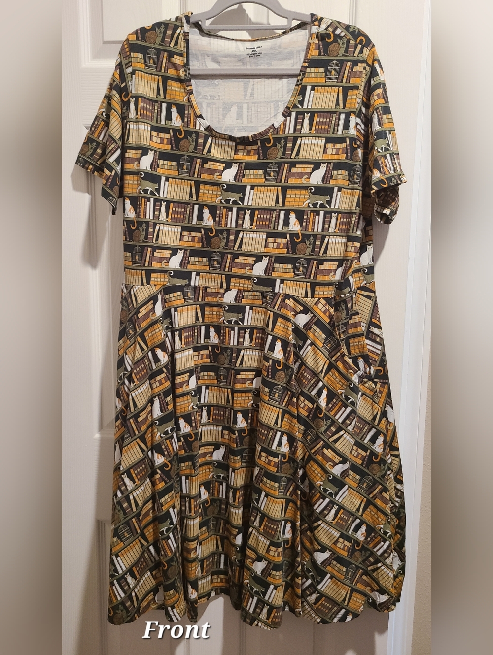 Svaha USA "Cat-a-log" Print Scoop-Neck Midi Dress 3X